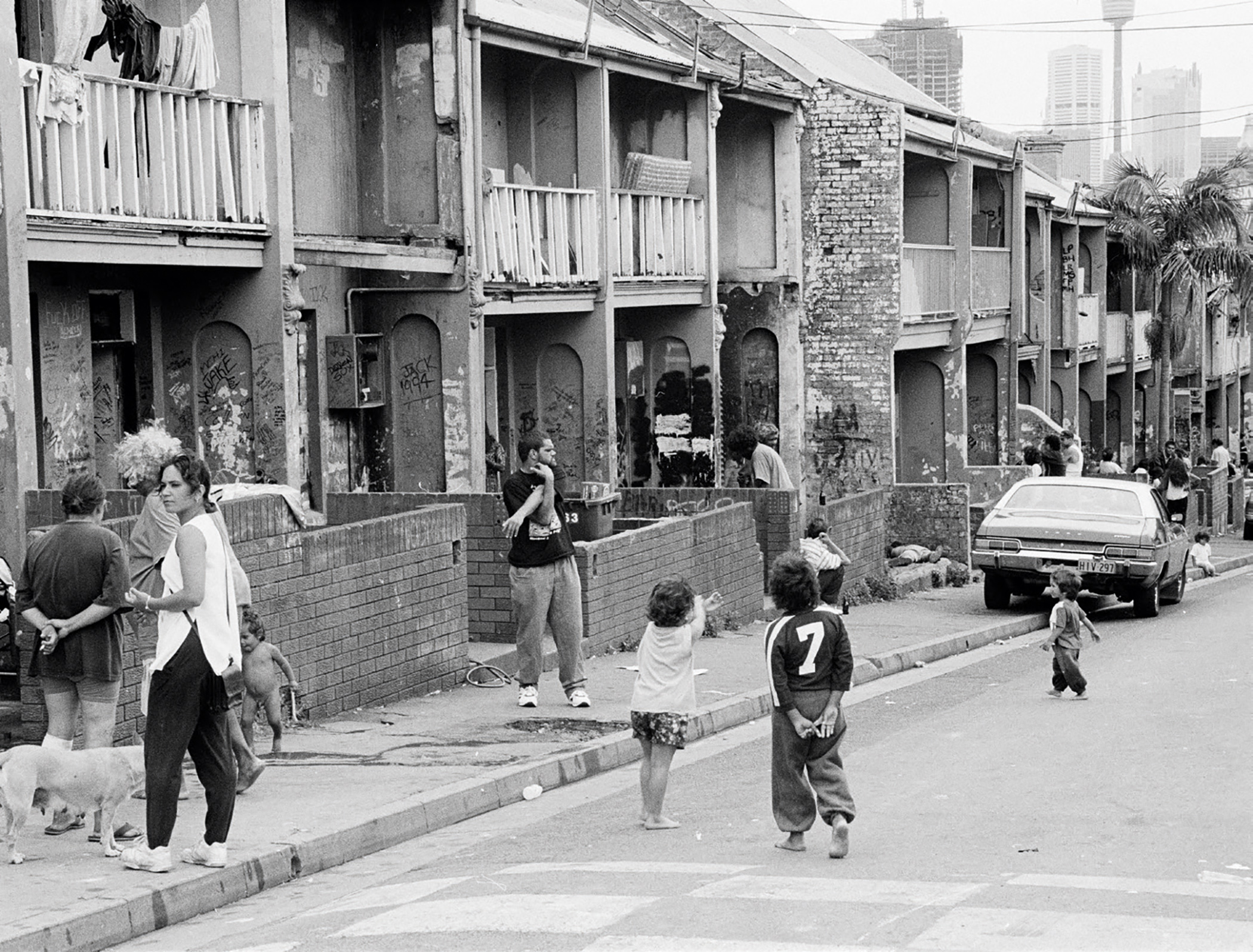 A street scene from Sydney’s inner-city suburb of Redfern, home to around 15,000 Aboriginal residents during the 1970s.