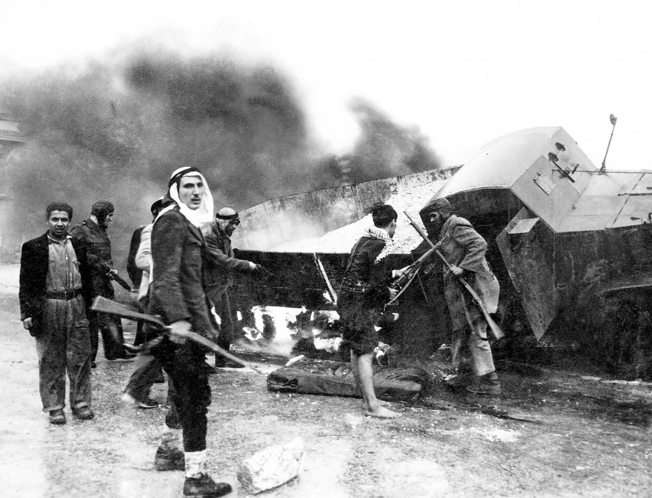 Palestinians and other Arabs from neighbouring countries fought early Zionist forces during the 1948 Nakba or ‘catastrophe’, when 700,000 Palestinians were displaced from their homeland during the establishment of the Israeli state.