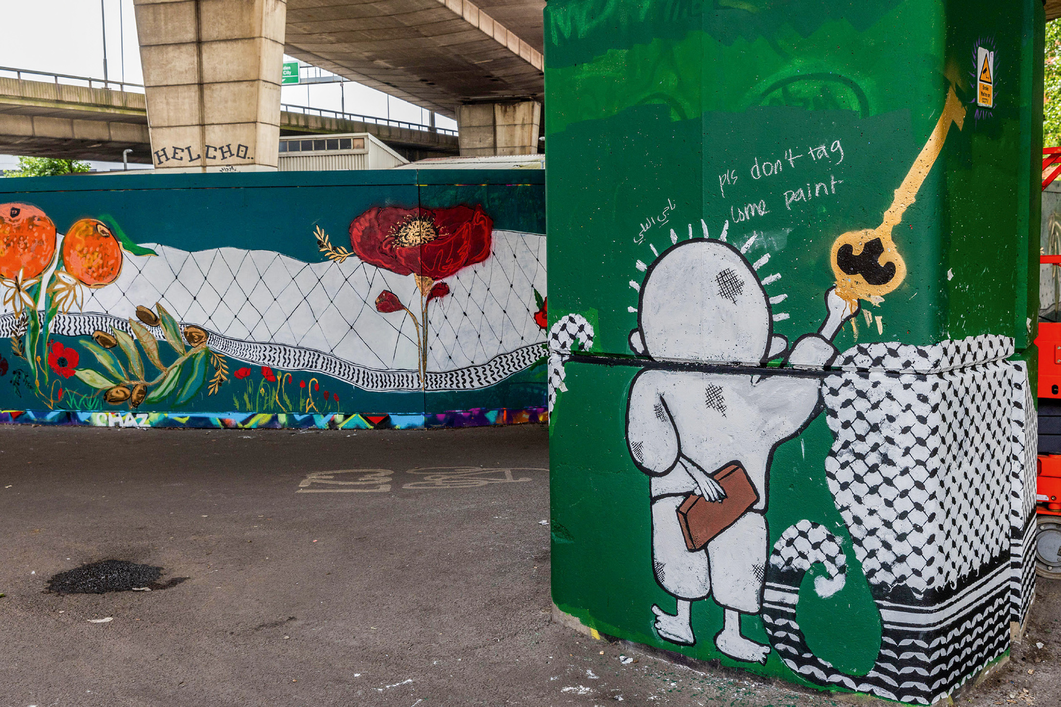 A community mural in London depicts Handala, a 10-year-old refugee boy created by artist Naji al-Ali in 1969. The character is a symbol of the Palestinian struggle and resistance against Israeli occupation.