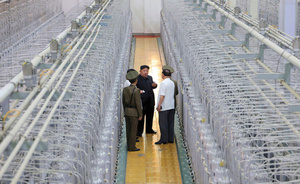 Leader of North Korea, Kim Jong Un, on an inspection visit to what his government says is an institute of nuclear weapons and a facility for nuclear materials at a secret location in North Korea. Provided by the North Korean government in 2024.Photo: Associated Press
