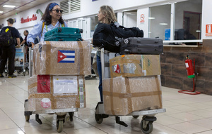 Members of the Nuestra America Flotilla arrive at José Martí International Airport in Havana, Cuba, on 17 March 2026.Photo: Let Cuba Breathe