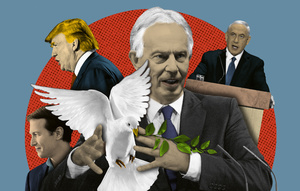 Trump’s handpicked coalition of peace-loving leaders will surely bring peace to the Middle East...Illustration: Mari Fouz