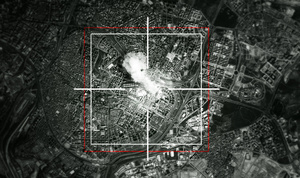 A bomb blast is shown at the centre of crosshairs; satellites can be used for targeting attacks.Photo: Yuri Arcurs/Alamy