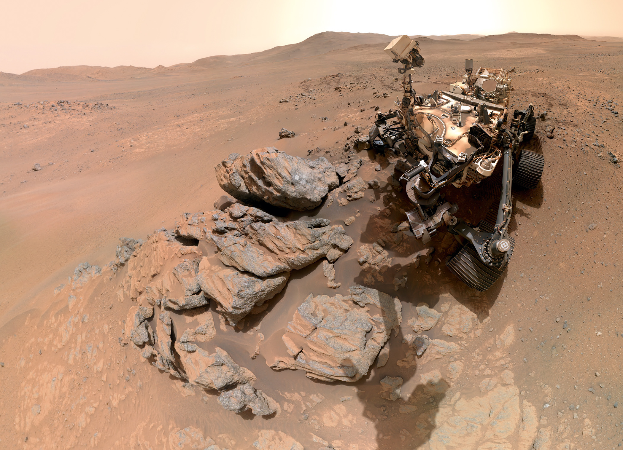 A ‘selfie’ taken by NASA’s Perseverance rover on Mars on 11 March 2026: the 1797th Martian day of its mission. The image was taken by a high definition camera at the end of its robotic arm (not visible as the photo was stitched together from 61 individual images). A ‘selfie’ taken by NASA’s Perseverance rover on Mars on 11 March 2026: the 1797th Martian day of its mission. The image was taken by a high definition camera at the end of its robotic arm (not visible as the photo was stitched together from 61 individual images).