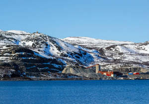The southern shore of Repparfjorden with the quarry and mining offices.Photo: Dominik Sipinski